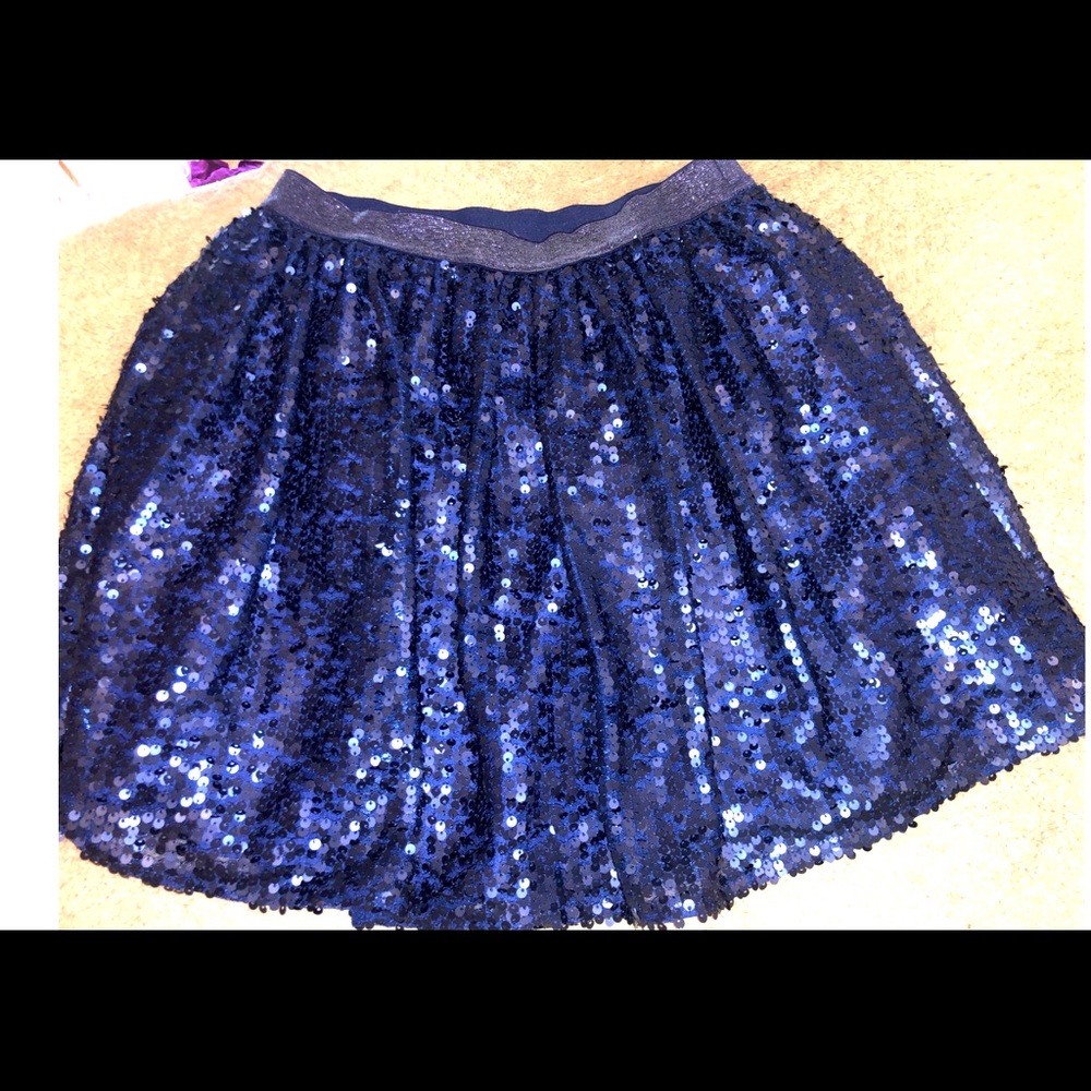 Kid’s Cat & Jack navy blue sequin skirt, size 10-12
